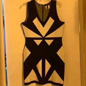 Bcbgmaxazria black and white bandage dress
